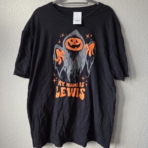 Halloween "My Name Is Lewis" Ghoul Target Men's Unisex T-Shirt Black Size XL NWT